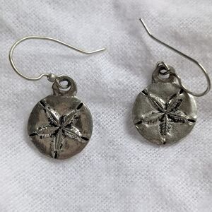 Vintage-Inspired Silver-Tone Sand Dollar Dangle Earrings – Coastal Boho Jewelry